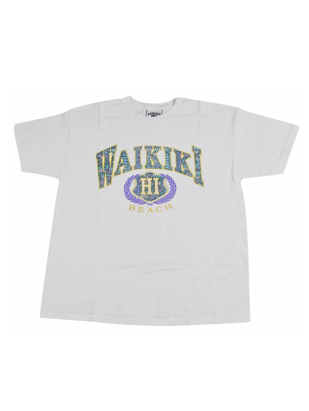 Vintage Waikiki Hawaii Beach 90s White Hawaiian Shirt Size Large